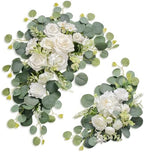 Odouzy Artificial Wedding Arch Flowers for Wedding Sign,Set of 2 for Wedding Welcome Ceremony Sign,Faux Floral Swags,Wedding, Banquet and Reception Backdrop Floral Decoration (White) by Odouzy