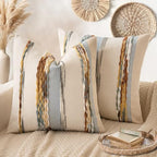 ANRODUO Boho Decorative Pillow Covers 18x18 Blue-Earth Tones Pack of 2 by ANRODUO