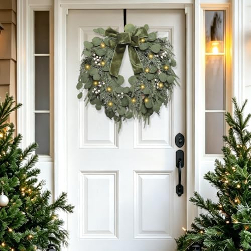 24 inch Christmas Wreath, Artifical Norfolk Pine Door Wreaths - Image 3