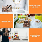 8 Piece Large Display Wooden Stand, Wood Racks Decorative, Cupcake Stands Cologne Perfume Organizer Dessert Showcase Items (Charcoal Brown) - Image 5