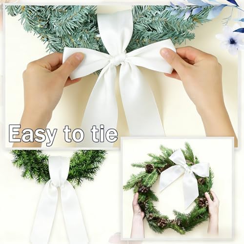 Dream Loom White Wreath Sash Front Door Decoration, 8pcs Sash Wreath Accessories for Easter Weddings Farmhouses Christmas DIY Halloween Party Yard Wall Doorway Decor - Image 3