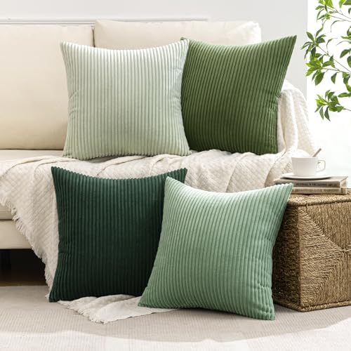 MIULEE Soft Corduroy Decorative Throw Pillow Covers Forest Green 20x20 - Image 3