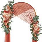 Ting's time Wedding Arch Flowers Pack of 2 Artificial Silk Large Flower Swag Welcome Sign Floral Swag Reception Backdrop Floral Decor for Fall Wedding Party Ceremony (Burnt Orange) by TingsTime