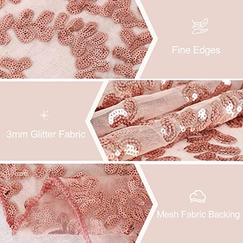 Rose Gold Flower Table Runners 10 Pieces 12x72 Inches Sequin Glitter Table Runner for Wedding Banquet Event Party Decorations - Image 3
