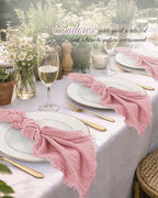 Pesonlook 60 Pcs Dusty Rose Cotton Cloth Napkins with Fringe, 16x16 Inch - Image 3