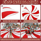 84 Inch Large Christmas Tree Skirt Candy Cane Swirl Christmas Tree Mat Peppermint Candy Red and White Xmas Tree Skirt Decorations for Gingerbread Christmas Home Party Winter Holiday Ornament - Image 4