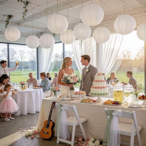 10Pcs 16 Inch Large White Paper Lanterns, Jumbo Hanging Party Decorations - Image 4