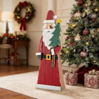 Glitzhome 30"H Christmas Chunky Wood Santa Porch Sign,Standing Santa Porch Decor,Rustic Merry Christmas Welcome Sign for Holiday Party Outdoor Indoor Xmas Decorations - Image 4
