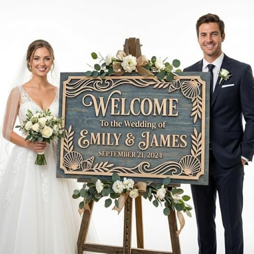 Personalized Coastal Breeze Beach Wedding Welcome Sign - Custom 3D Wood Ceremony Entrance & Seaside Reception Board for Tropical Nautical Venue - Multiple Sizes - Image 5