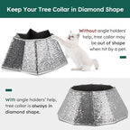 HarcoHome Dazzling Christmas Tree Collar - 26" Sequined Stand Base Cover, Foldable Ring & Handmade Skirt for Xmas Tree Decoration (Silver, Diamond) - Image 4