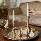 DN DECONATION Gold Twisted Candle Holders Set of 2 for Table Centerpiece - Image 6