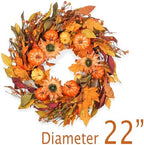 Fall Wreaths for Front Door 22 Inch, Autumn Wreath with Berry Pumpkin, Maple Leaves, Thanksgiving Harvest Festival Decorations Indoor and Outdoor - Image 2