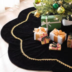 Arrowbash Black 48 Inch Christmas Tree Skirt Velvet Scallop Ddge - Image 3