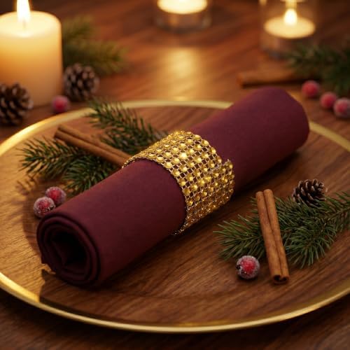 400 Pcs 5 x 1.5 Inch Gold Napkin Rings, Diamond Golden Napkin Holders Bulk for Wedding, Dinner, Table Decorations - Image 5