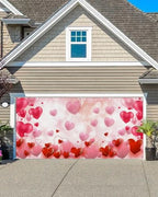 Valentine's Day Garage Door Banner Cover 7 x 8 ft, Romantic Red and Pink Hearts Valentine Garage Door Decorations Pink Backdrop Decor for Party Holiday Anniversary by Singingin