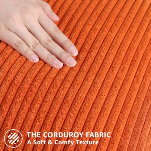 Mecatny Corduroy Fall Throw Pillow Covers 26x26 Set of 2 Burnt Orange - Image 4