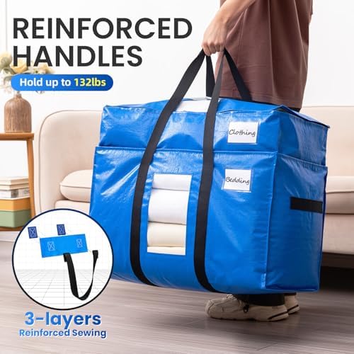 TAILI 2 Tier Moving Bags,2 Blue Silver Storage Bags with Visible Window - Image 4