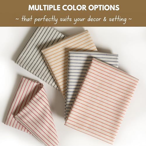 Native Fab Cloth Napkins 18x18 inches, 100% Cotton Vintage Stripped Dinner Napkins, Set of 12, Soft Breathable Absorbent, Machine Washable Cloth Napkins, Yellow Beige - Image 5