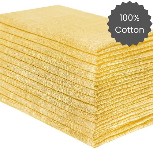 Cotton Clinic 12 Pack Farmhouse Style Slub Textured 18x18 Cloth Dinner Napkins, 100% Cotton for Everyday Use and Events - Soft and Durable Cocktail Napkins, Wedding Dinner Napkins, Yellow - Image 3