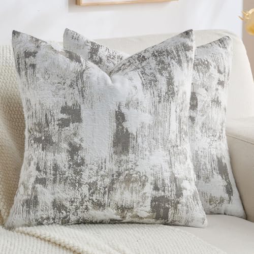 FUTEI Pack of 2 Faux Cashmere Throw Pillow Covers 22x22 Inch, Black White by FUTEI