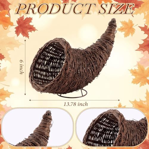 Dandat Smilax Glabra Fall Cornucopia Basket 13.78'' Thanksgiving Cornucopia Horn of Plenty for Fall Autumn Harvest Table Decoration and Thanksgiving Table Centerpiece Party Decorations - Image 2