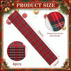 6 Pcs 72 x 13'' Christmas Table Runner, Red - Image 3