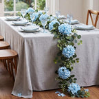 6ft Light Blue Hydrangeas Artificial Floral Garland Decoration for Mantle - Image 4