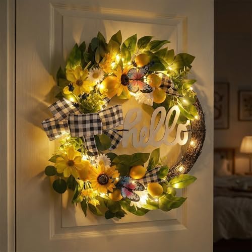 Valery Madelyn 24'' Artificial Lemon Summer Wreath for Front Door - Image 3