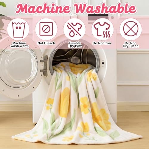 Buryeah 4 Pcs Floral Throw Blanket Flower Flannel Throw Thanksgiving Gift - Image 6
