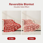 Snuggle Sac Red Heart Checkered Blanket for Women,Valentines Day Heart Blankets for Her Wife Girlfriend Mom,Super Soft Warm Fluffy Faux Fur Blanket for Couch Sofa Bed,Red Heart,50x60 inches - Image 6