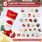 Personalized Christmas Stockings with Embroidered Name & Monogram,Custom 3D Xmas Character Stocking 3 Pack 18” Large,Santa,Snowman & Reindeer Fireplace Hanging Red Burlap Plaid Stockings(B) - Image 5