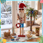Blosssound 15" Christmas Hawaii Nutcracker Decor Wooden Hawaii Life Ring - Image 4