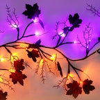 6 Ft 54 LED Willow Vine Twig Decor Black Garland Halloween with Orange Purple Lights -Battery Operated 8 Modes & Timer for Indoor Halloween Decorations - Image 5