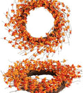 Autumn Bittersweet Wreath 22 inch - Handcrafted Fall Harvest Front Door Decoration Artificial Orange Berries and Yellow Leaves, Perfect for Thanksgiving, Halloween, and Outdoor Home Décor by Pudate