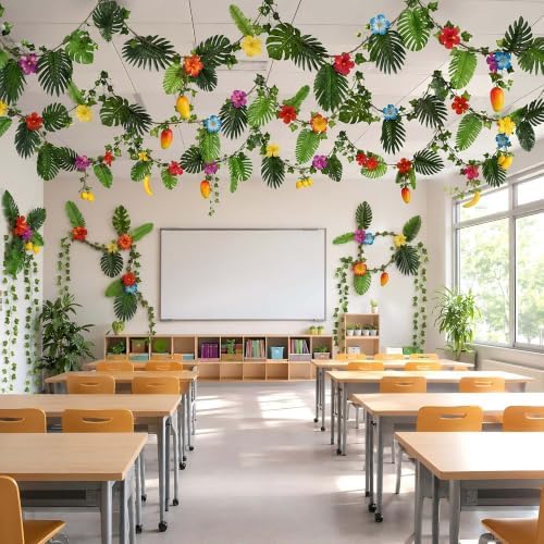 77PCS Tropical Jungle Decor Kit for Luau, Safari & Baby Shower - Image 4