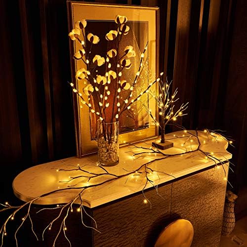 Hairui Lighted Garland Snow Flocked with Timer 6FT 48 LED Battery Operated Pre-lit Twig Vine Firepalce Mantle Table Winter Christmas Decoration Indoor Outdoor - Image 5