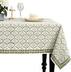 CPC Fern Regal Tablecloth 100% Cotton 70x118 Inch Indian Block Print Rectangle Table Cover, Table Cloth for Gifting in Weddings, Halloween, Fall, Christmas, Thanksgiving by COTTONPRINTCLUB