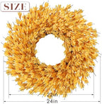24" Artificial Forsythia Flower Fall Wreath for Front Door Decor (Orange) - Image 6