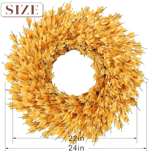24" Artificial Forsythia Flower Fall Wreath for Front Door Decor (Orange) - Image 6