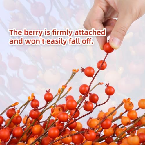 24" Berry Fall Wreath for Front Door, Orange/Yellow Autumn Harvest Wreath - Image 3
