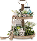 Hanobe 2 Tiered Decorative Trays Stand Boho Coffee Table Decor by Hanobe