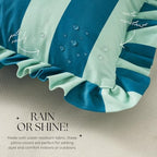 MONDAY MOOSE Decorative Throw Pillow Covers, Set of 2 Water-Resistant Striped Design with Ruffle Edge for Outdoor/Indoor Use, Pillow Inserts Not Included (18x18 inch, Blue/Light Blue) - Image 3