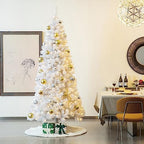 Glitzhome 48”D White Faux Rabbit Fur Christmas Tree Skirt,Rustic Xmas Tree Skirt for Christmas Home Party Holiday Decorations - Image 6