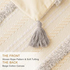 BUIOVBEY Boho Throw Pillow Covers Woven Tufted Pillow Cases with Tassels - Image 2