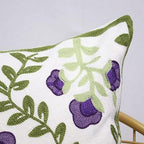 Set of 2 Embroidered Decorative Throw Pillow Covers Couch Square Pillowcases Cushion for Bedroom Sofa Farmhouse Decor 18x18 Inch (Purple Floral) - Image 7