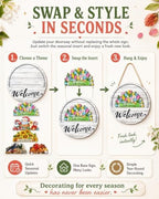 Interchangeable Welcome Sign for Front Door, Seasonal Wooden Door Decor - Image 3