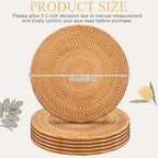 6 Pack Rattan Round Placemats, 13 Inch Woven Table Mats - Image 2