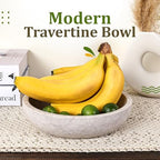 FNTSTICGOODS Travertine Decorative Bowl - 7.8” Diameter & 2” Height - Key Bowl for Entryway Table - Organic Modern Centerpiece - White/Gray - Image 5