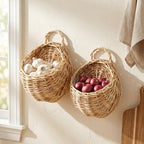 2Pcs Woven Hanging Basket Decorative Wall Hanging Flower Baskets Handwoven Plant Holder with Handle for Home and Garden Plant Display and Storage Stylish Plant Baskets - Image 6