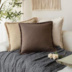 Foindtower Decorative Linen Fringe Throw Pillow Covers 20×20 Reddish Brown - Image 5
